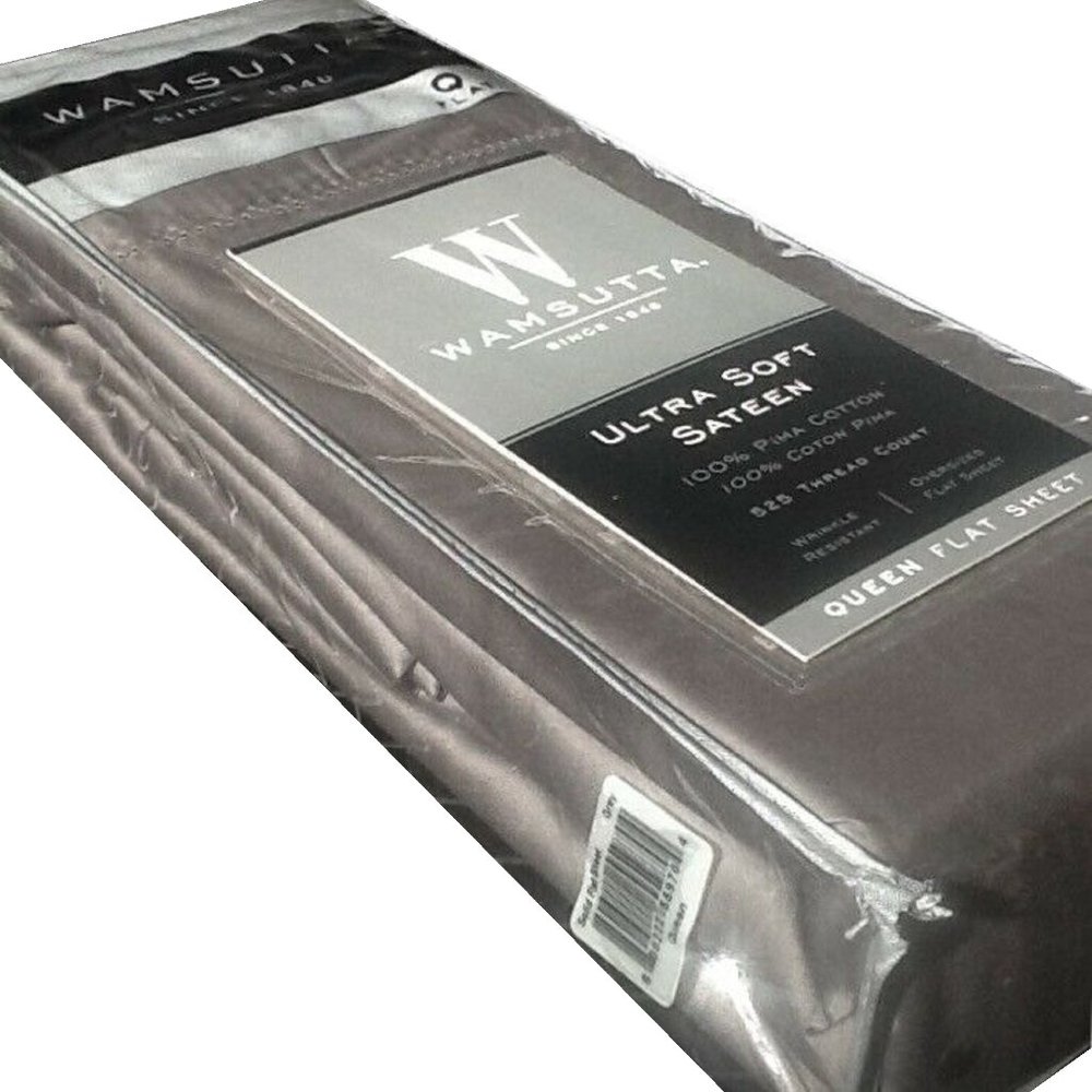 new GREY Wamsutta Ultra Soft 525 TC 100% Cotton Sateen-Weave QUEEN Flat Sheet